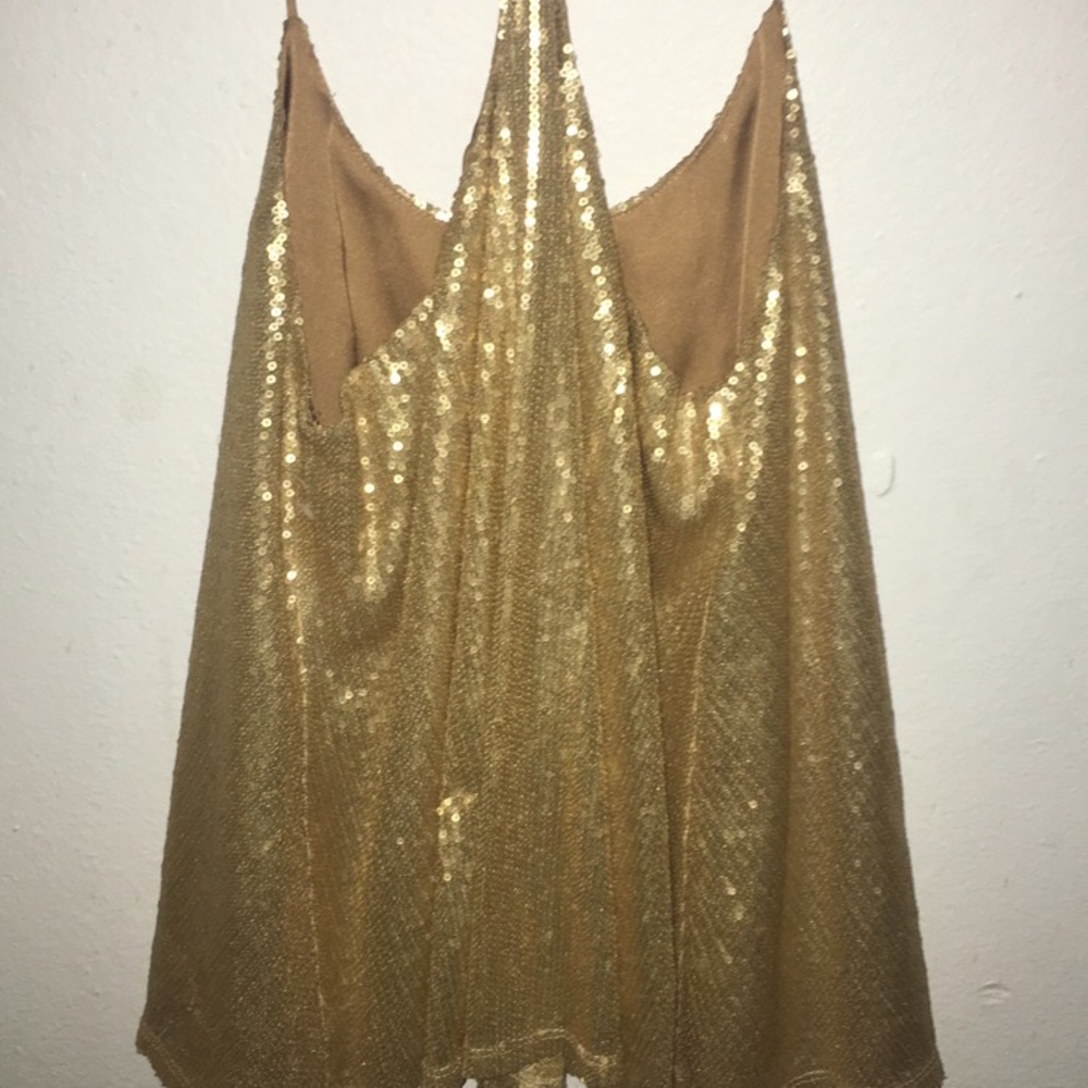 Gold sequin strappy shirt
